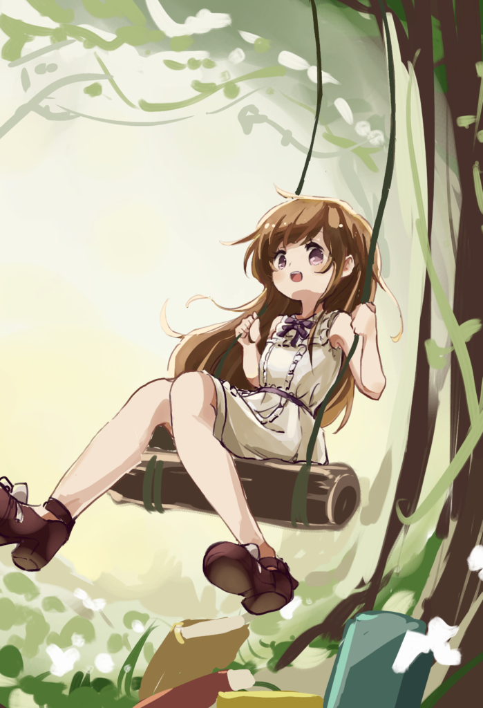 ブランコで遊ぶ子